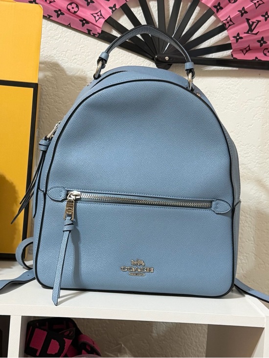 Coach Sky Blue Leather Backpack - Picture 1 of 11